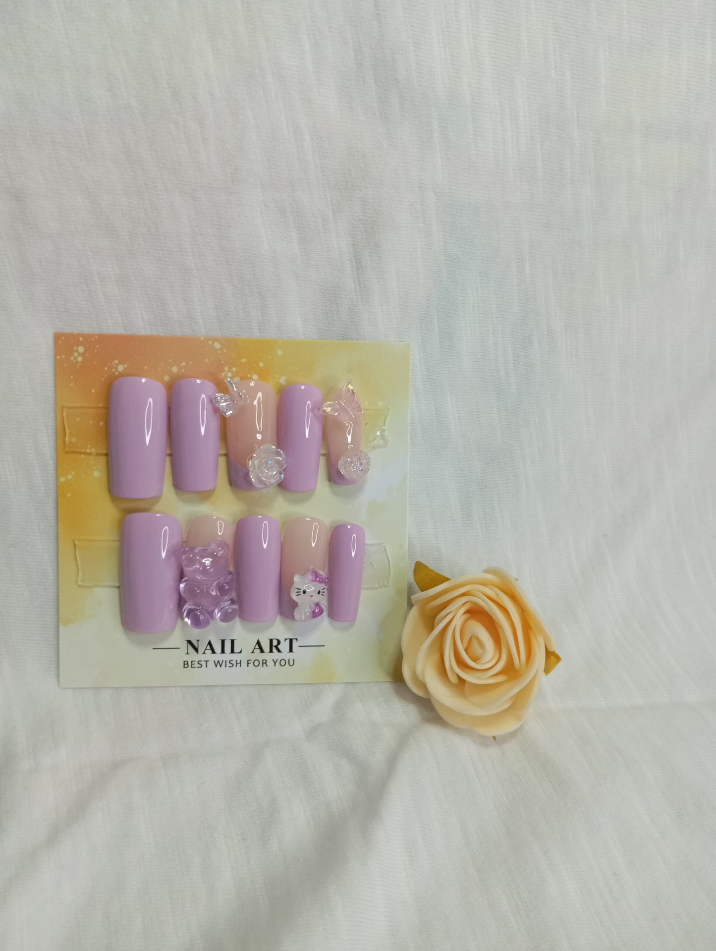 Press-on Nails "Lapin Lilas Kawaï"