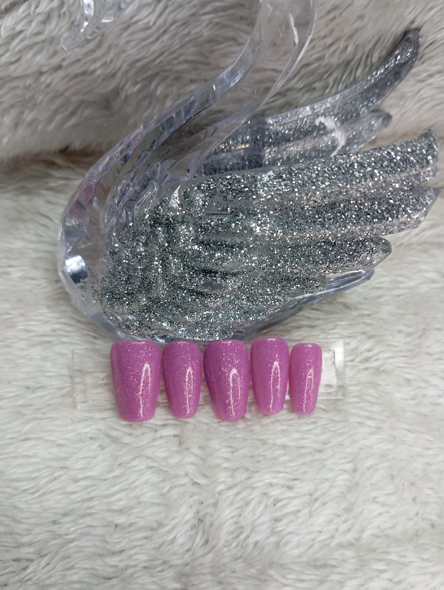 Press-On Nails Ovale Lila Scintillant