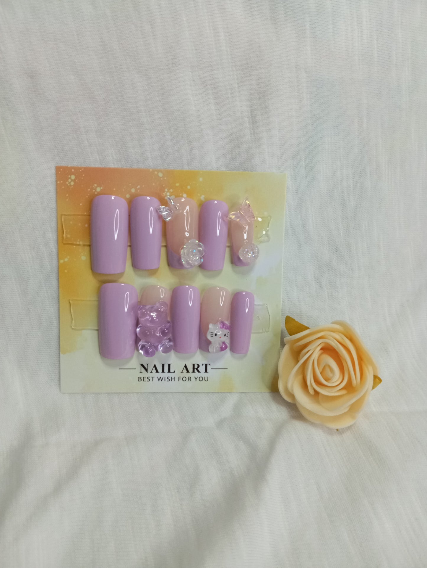 Press-on Nails "Lapin Lilas Kawaï"
