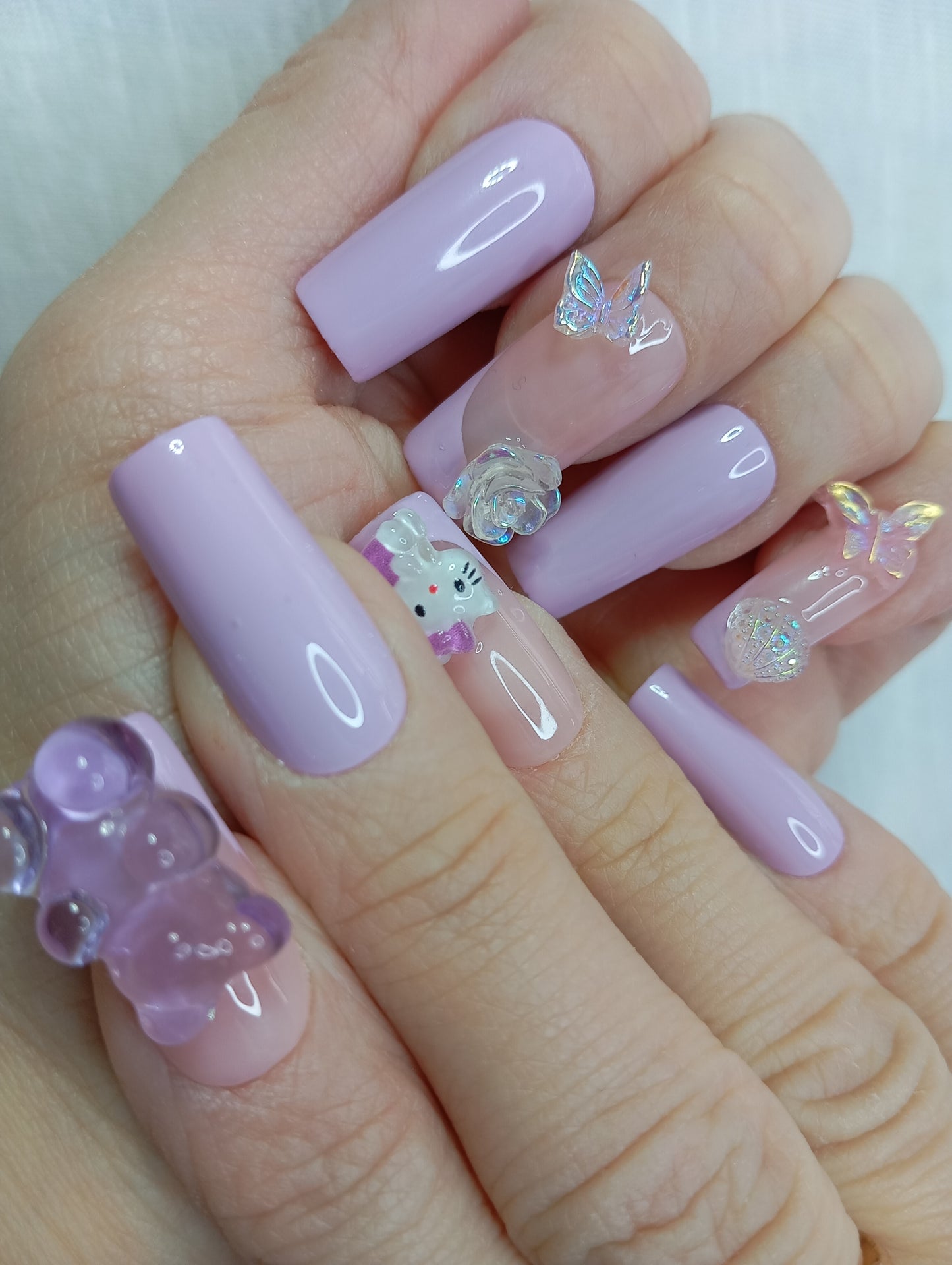 Press-on Nails "Lapin Lilas Kawaï"