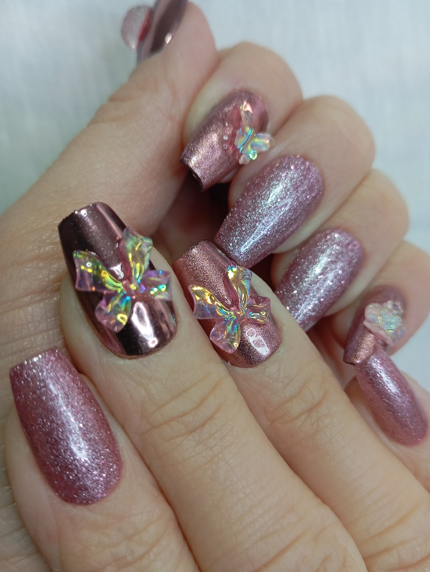 Press-on Nails "Papillon Chromé"