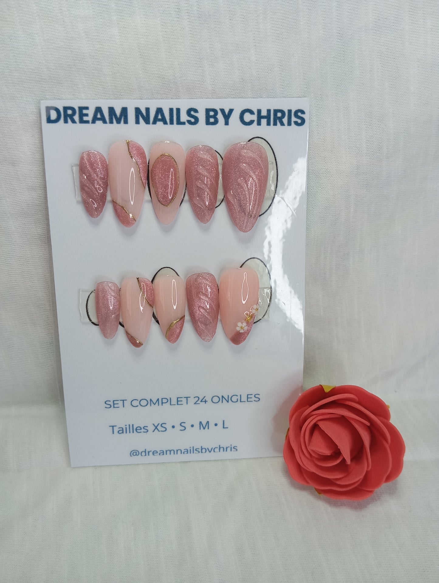 Press-on Nails "Rose Quartz Lunaire"