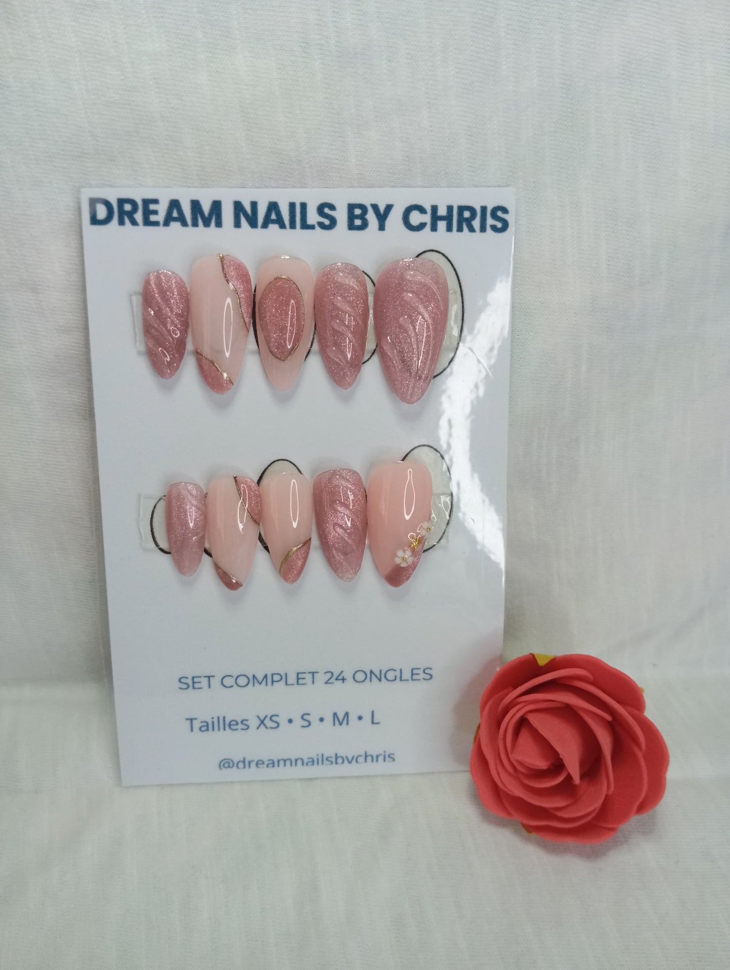 Press-on Nails "Rose Quartz Lunaire"