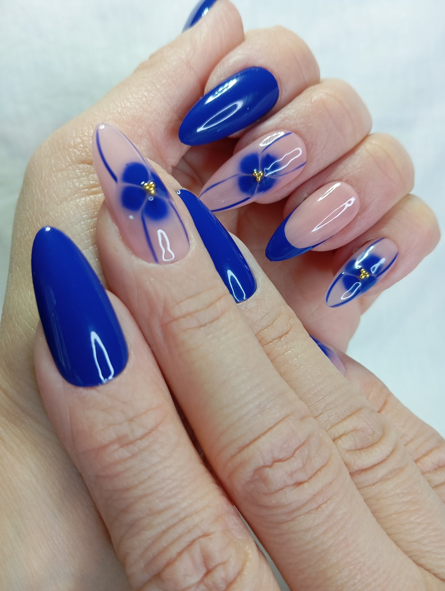 Press-on Nails "Fleur de Cobalt"