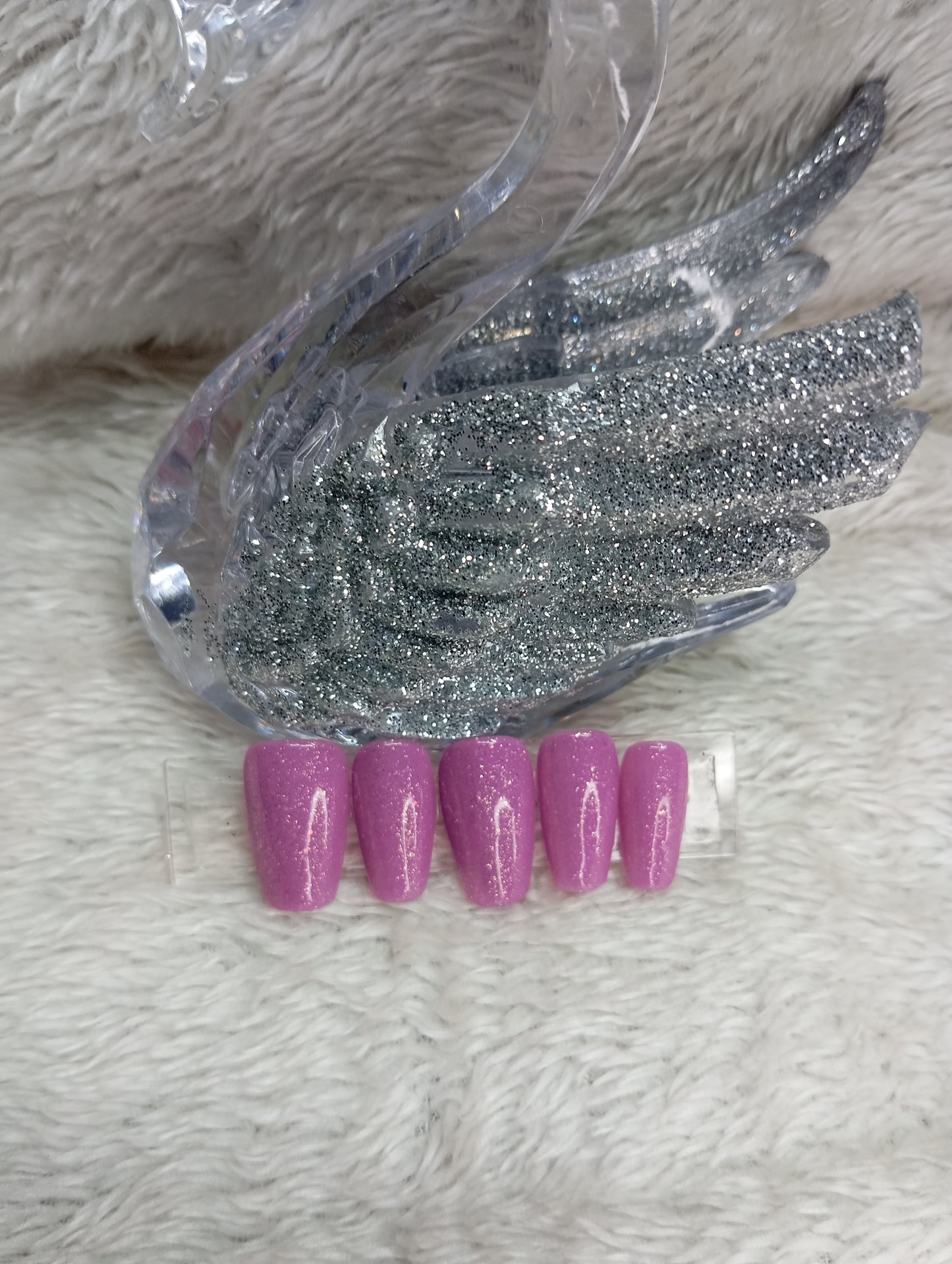 Press-On Nails Ovale Lila Scintillant