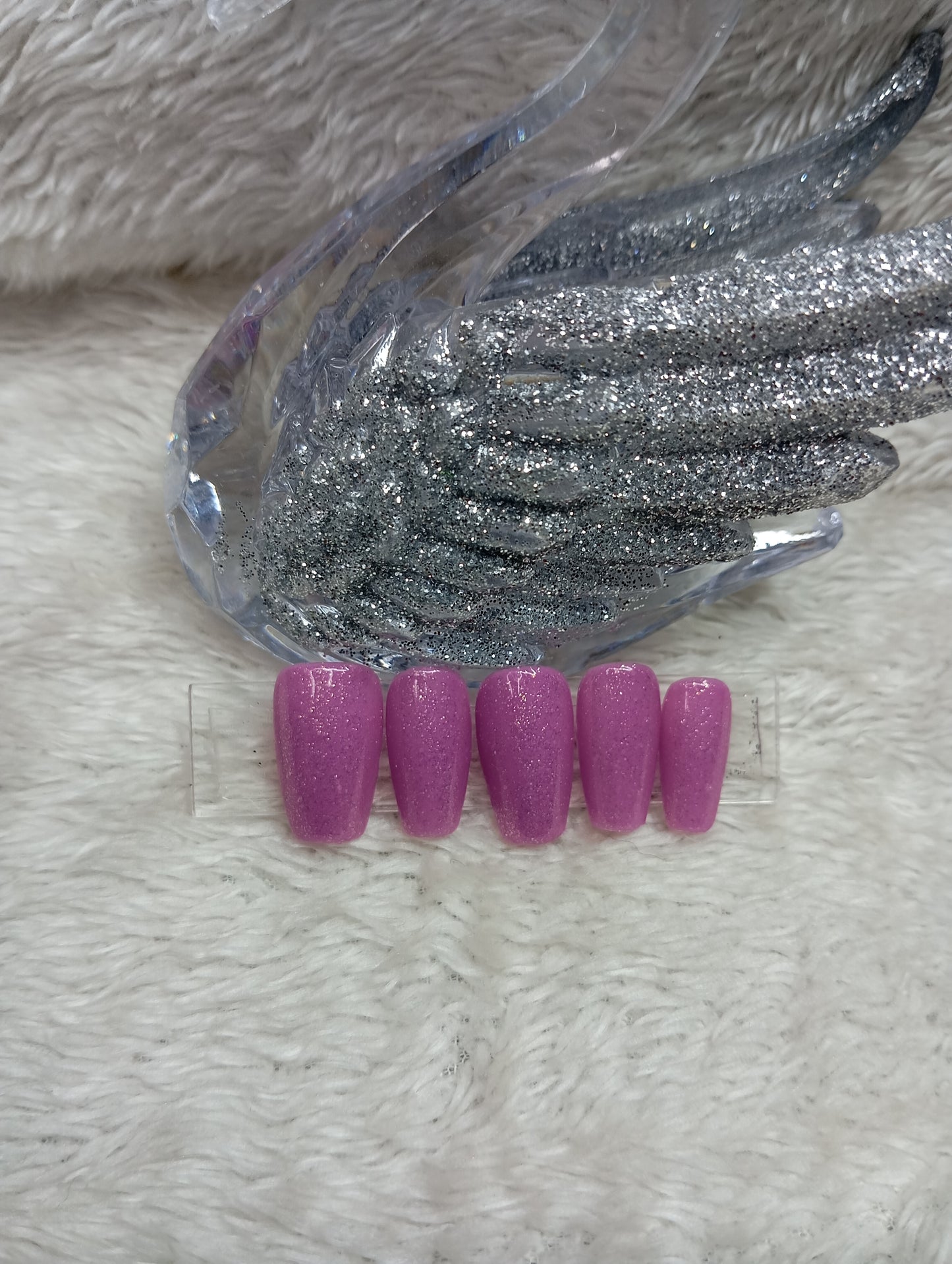 Press-On Nails Ovale Lila Scintillant