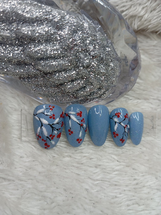 Press-On Nails Amande/Ovale "Baies d'Hiver