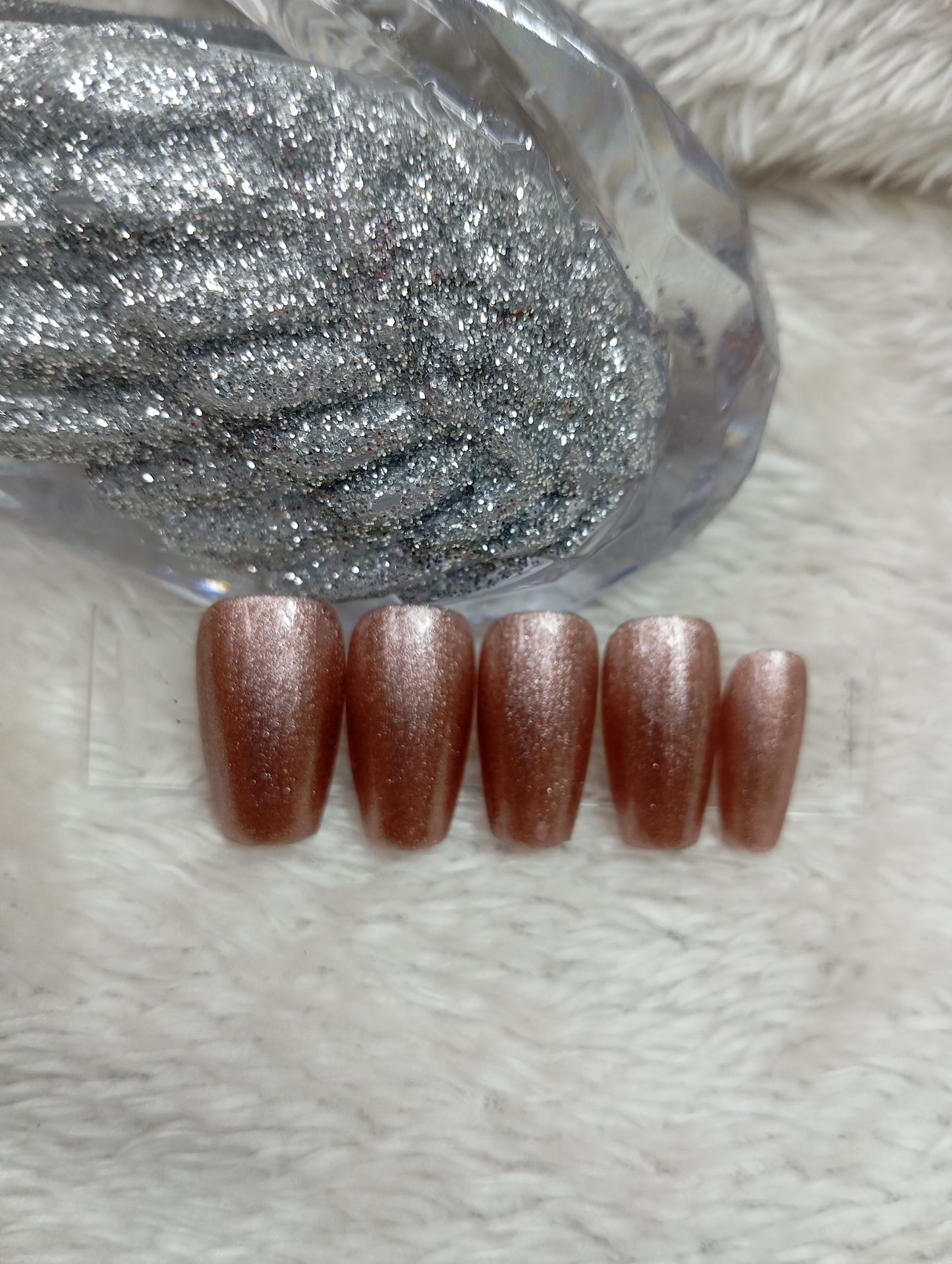 Press-On Nails Carrés "Rose  Métallique