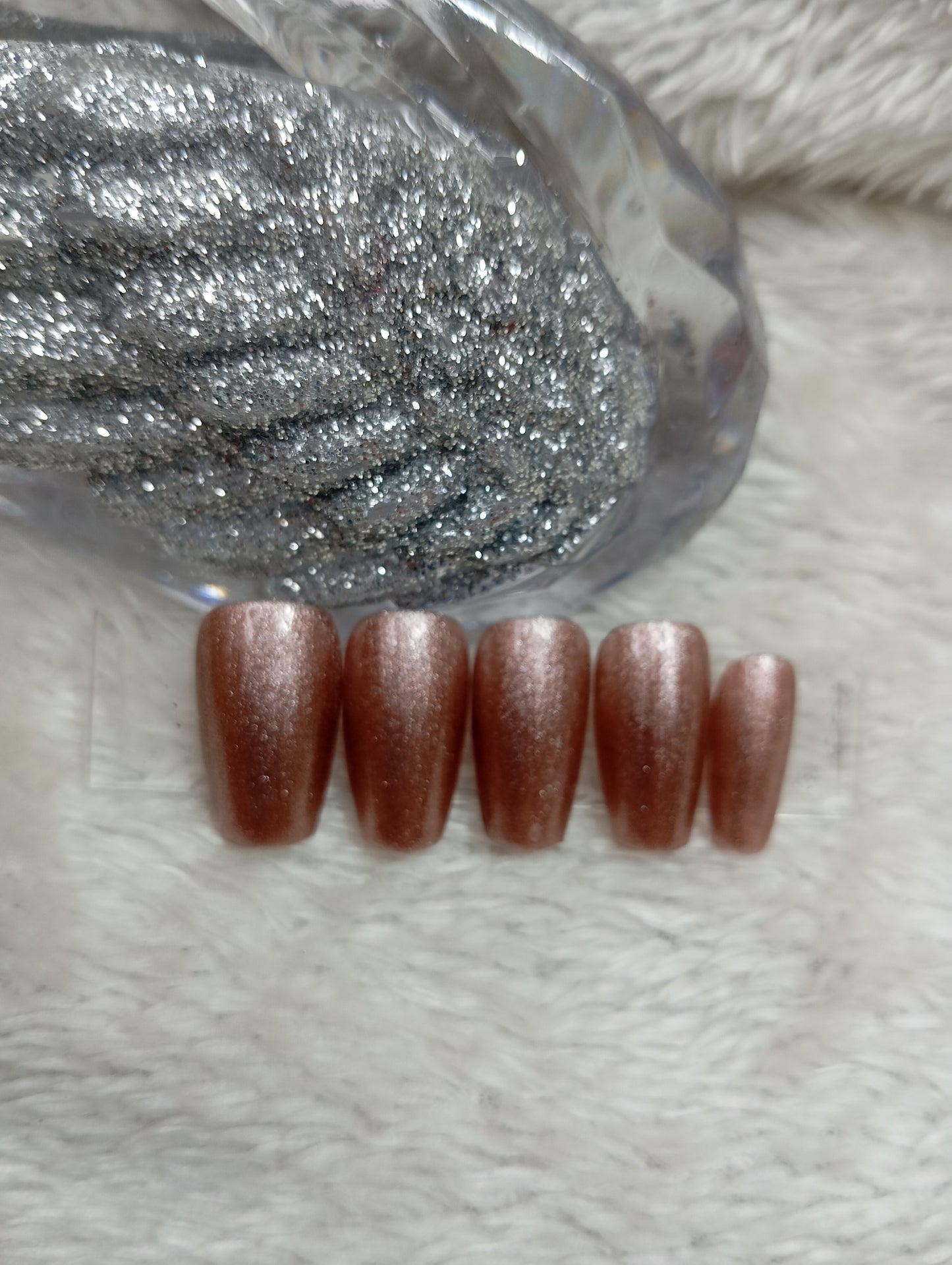 Press-On Nails Carrés "Rose  Métallique