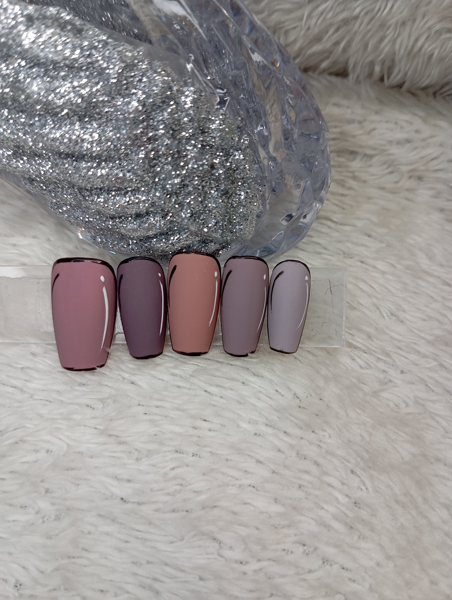 🌫️ Set Press-On Nails – Brown & Grey Elegance