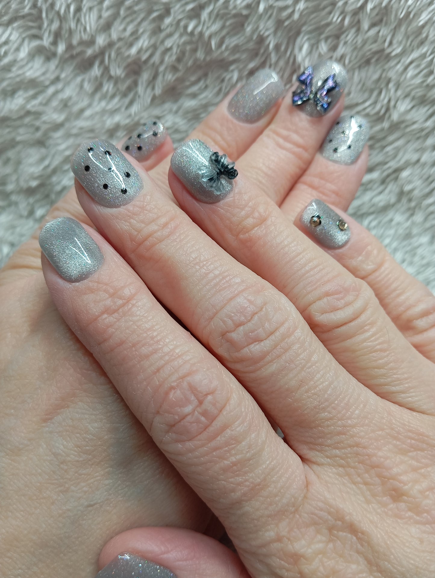 Press on nails 🦋 Silver Butterfly Dream