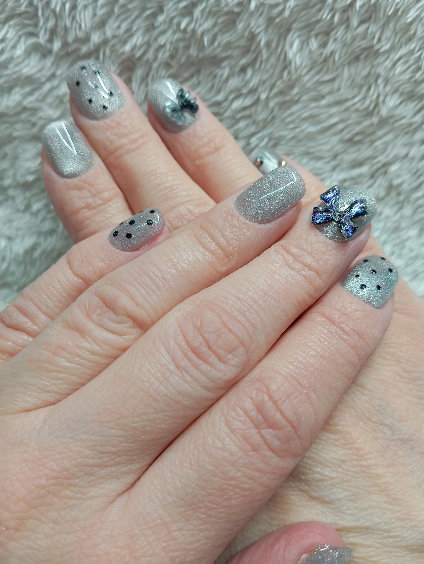 Press on nails 🦋 Silver Butterfly Dream