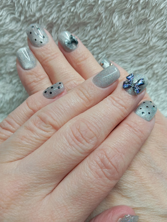 Press on nails 🦋 Silver Butterfly Dream