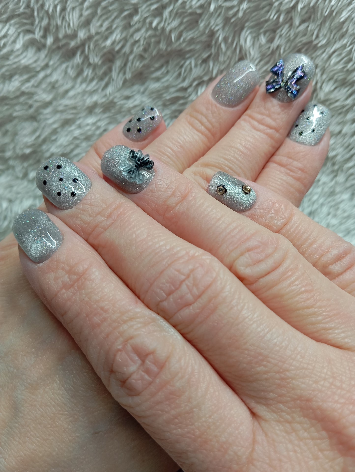 Press on nails 🦋 Silver Butterfly Dream